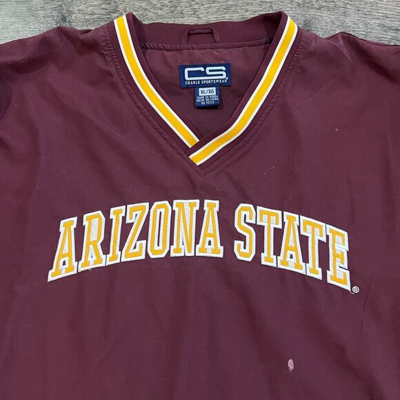 Vintage Arizona State ASU Pullover Jacket Crable Sportswear Maroon Gold Men's XL - Picture 2 of 11